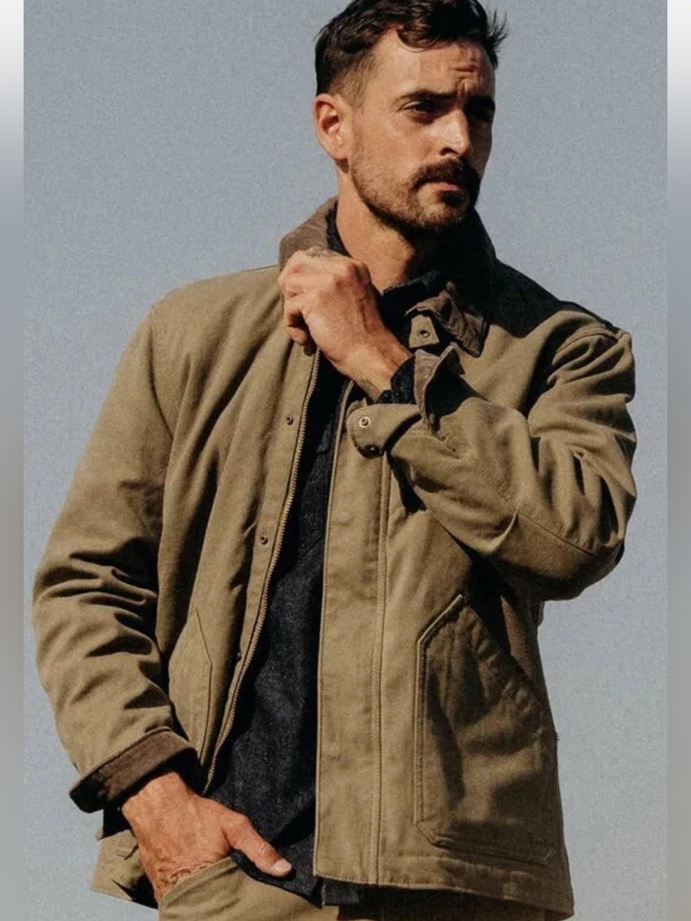Taylor Stitch The Workhorse Stone Chipped Canvas Field Jacket. Size Large